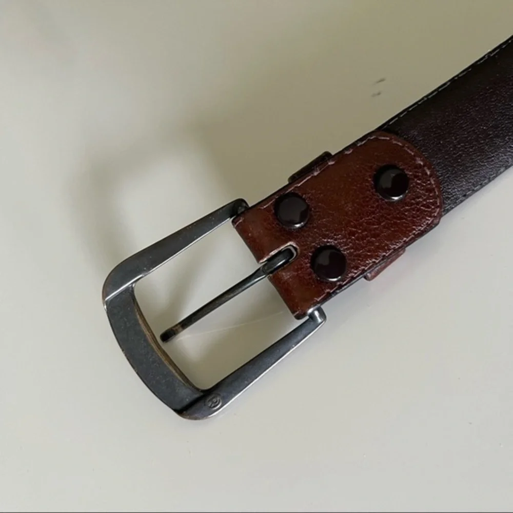 San Remo Brighton Grain Brown Leather Belt With Zip Design Size 34